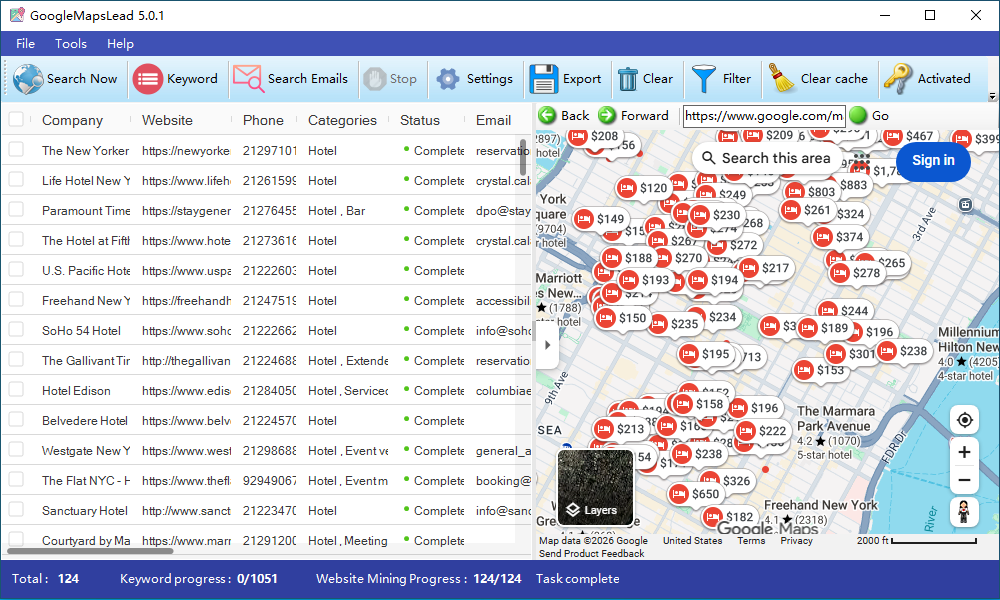GoogleMapsLead Software Interface